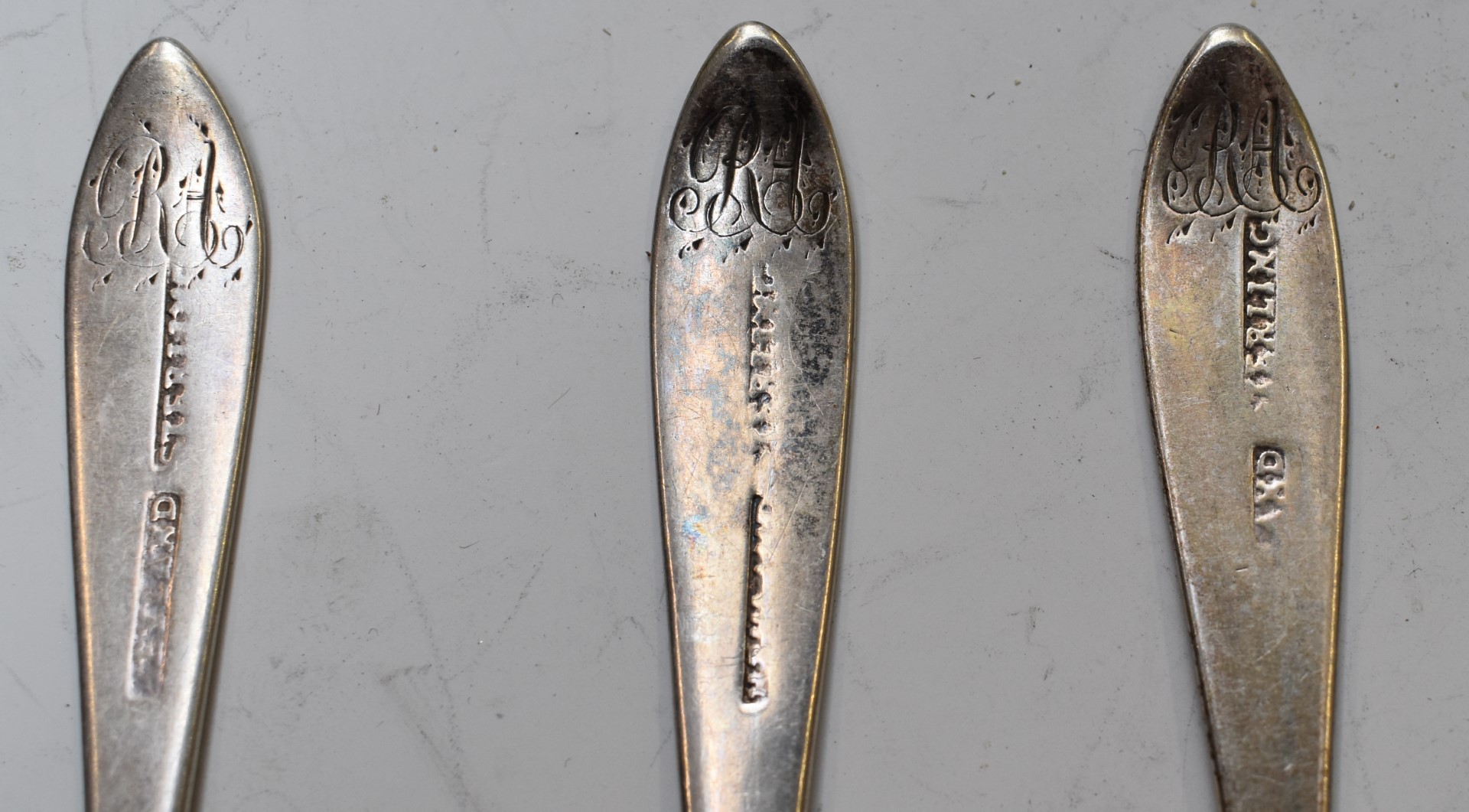 Set of four Irish provincial silver teaspoons marked Heyland Sterling, a James Heyland was a Cork - Image 4 of 4