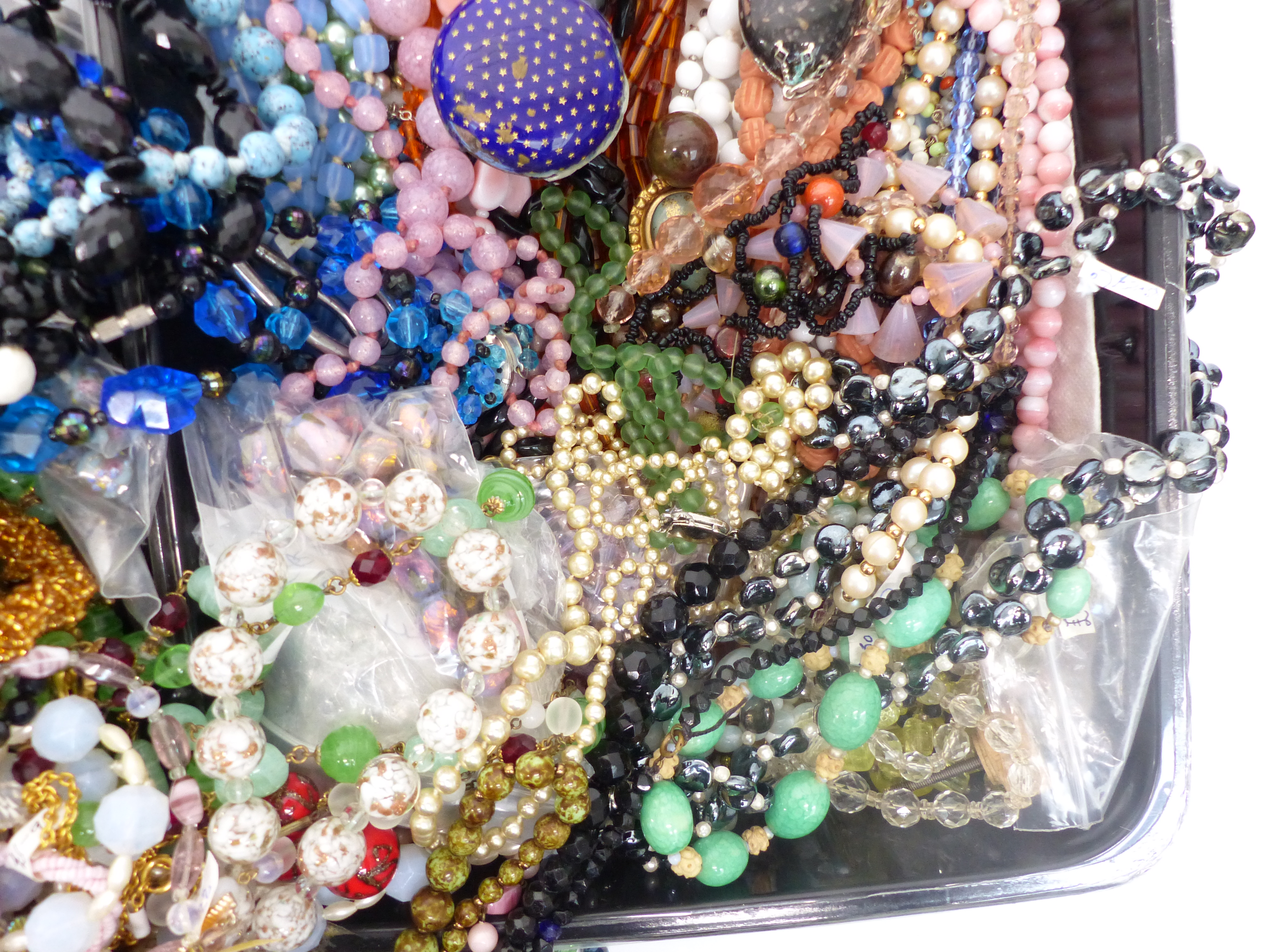 A collection of costume jewellery including vintage necklaces, beads, enamel buckle, enamel pot, - Image 2 of 3