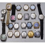 Twenty-one Leeson gentleman's wristwatches with stainless steel and gold plated cases, some with