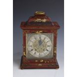 Astral Coventry shelf/mantel clock, c1900, in Chinoiserie lacquered case, the brass engraved dial