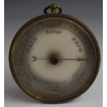 Negretti and Zambra brass cased aneroid barometer with silver dial marked 17756, diameter 12.5cm