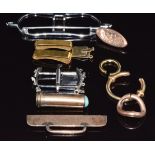 A collection of yellow metal/ white metal jewellery components including clasps, etc