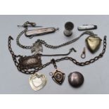 Hallmarked silver, white metal and other collectables including Victorian Sherry bottle ticket,