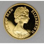 1980 Isle of Man gold crown commemorating the 80th Anniversary of the Queen Mother, cased with