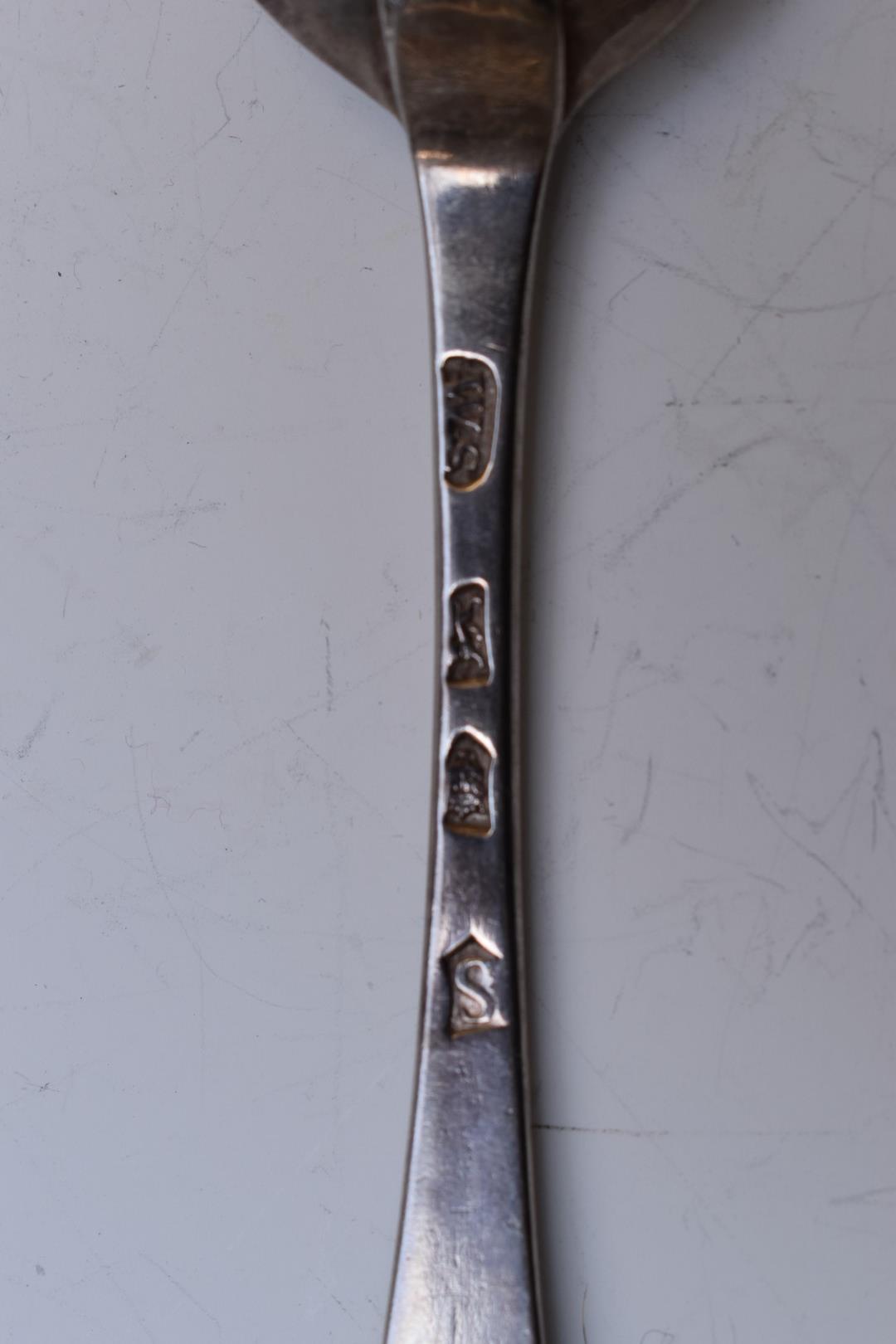 George II bottom hallmarked silver Hanoverian pattern table spoon, London 1733, maker William Soame, - Image 3 of 3
