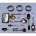 Four Victorian hallmarked silver teaspoons, Scottish hallmarked silver thistle fork, hallmarked