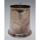 Elizabeth II hallmarked silver pint tankard, of plain tapering form, Sheffield 1974 maker