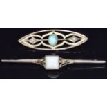 Two 9ct gold brooches set with opals, 5.2g in Depree & Young, Exeter box