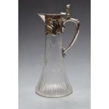 WMF cut glass claret jug with silver plated mount, H29cm