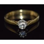 An 18ct gold ring set with a diamond of approximately 0.2ct, 2.4g, size M