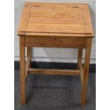 Early 20thC pine child's / school desk with lift up writing surface, W06 x D60 x H76