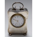 George V hallmarked silver cased miniature dressing table clock, Birmingham 1911, maker Henry