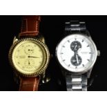 Two gentleman's chronograph wristwatches Sekonda ref. 3454 with luminous hands, white 'panda'