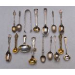 Georgian and later hallmarked silver spoons including a caddy spoon, London 1811, silver gilt salt