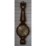 A Fagioli of London oversized mahogany barometer with silver dials, thermometer, ivory handle and