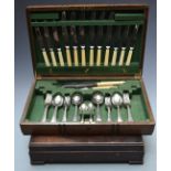 Two six place setting Mappin & Webb canteens of cutlery, width of larger canteen 46cm