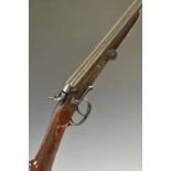 Belgian .410 folding side by side hammer action poacher's shotgun with chequered grip and forend,