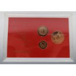 Central Bank of Malta cased three gold coin set in perspex case, 56g