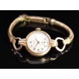 Rotary 9ct gold ladies wristwatch with subsidiary seconds dial, gold hands and Arabic numerals,