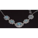 A signed De Chelly silver Navajo necklace set with turquoise