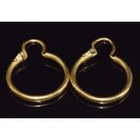 A pair of yellow metal hoop earrings, 4.9g