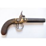 William Butler Barratt & Son of Burton On Trent percussion hammer action pocket pistol with engraved