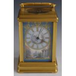 Shreve Crum & Low of Boston Massachusetts gilt cased repeater carriage clock with hand painted