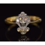 An 18ct gold ring set with rose cut diamonds, 1.8g, size L