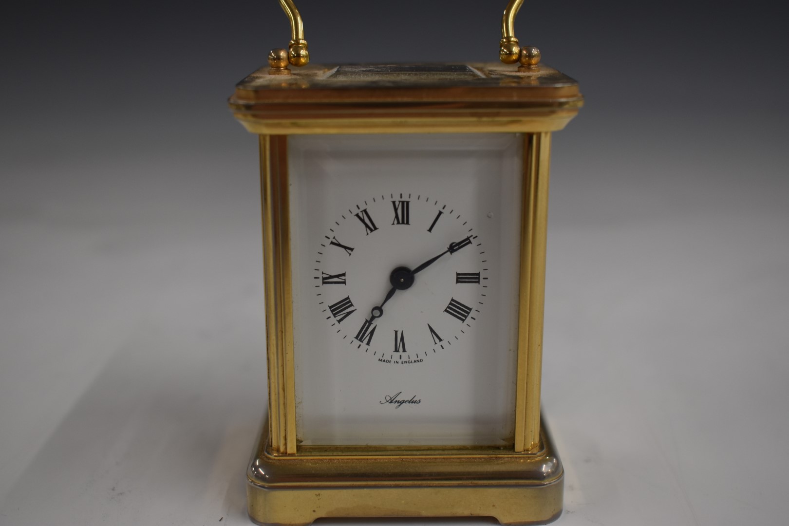 Angelus miniature brass carriage clock with enamelled Roman dial and Breguet style hands, 7.5cm - Image 2 of 5