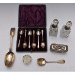 Cased set of six hallmarked silver teaspoons, William IV fiddle pattern hallmarked silver