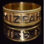 Edwardian 18ct gold Mizpah ring, Birmingham 1901, 4.7g, size M