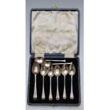 Eight hallmarked silver teaspoons including a bottom marked example with SA maker's mark, likely for