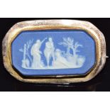 A 9ct gold brooch set with a Wedgwood plaque depicting the Three Graces, 3.8 x 2.2cm