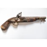Flintlock hammer action pistol with lock stamped 'Tower' and with Crown cypher, captive ram-rod,