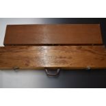 Two vintage wooden gun cases, both with fitted interiors, largest 127x26x10cm.