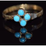 A late Victorian 12ct gold ring set with turquoise, Birmingham 1868, 1.1g