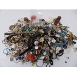 A collection of costume jewellery including silver earrings, silver ring, watches, necklaces, etc