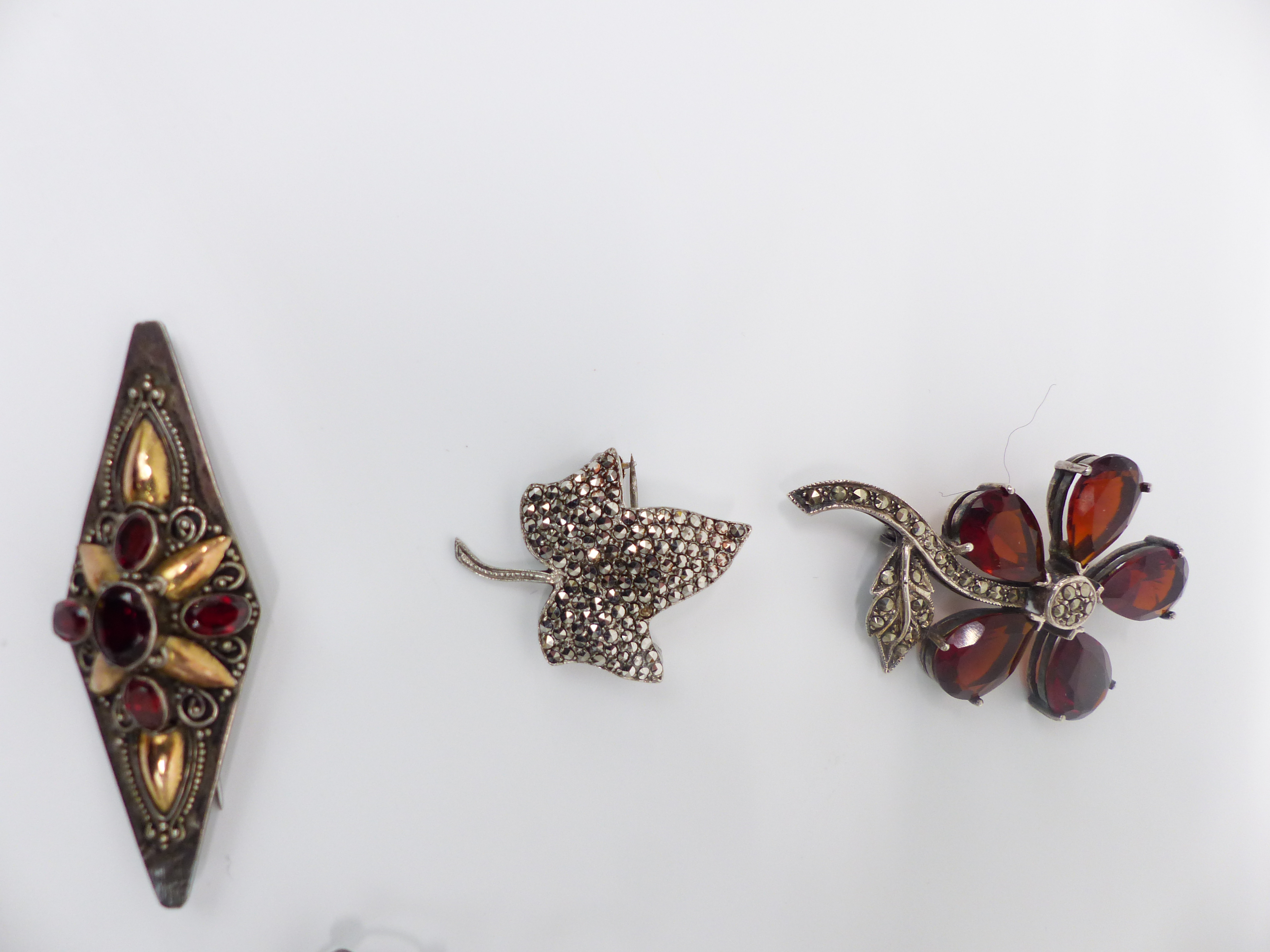 A collection of vintage brooches including three silver, Boucher, cameo, etc - Image 2 of 3