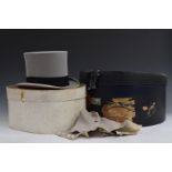 Grey felt top hat and spats, size 6 7/8, in original box addressed to Captain E.F.E Armstrong R.E