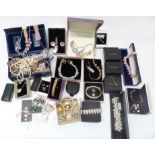 A collection of costume jewellery including necklaces, bracelets, etc