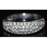 A 9ct white gold ring set with cubic zirconia, 3.3g, size M