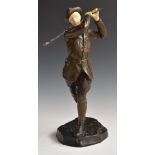 Early 20thC bronze and ivory figure of an Austrian or similar gentleman golfer in the manner of