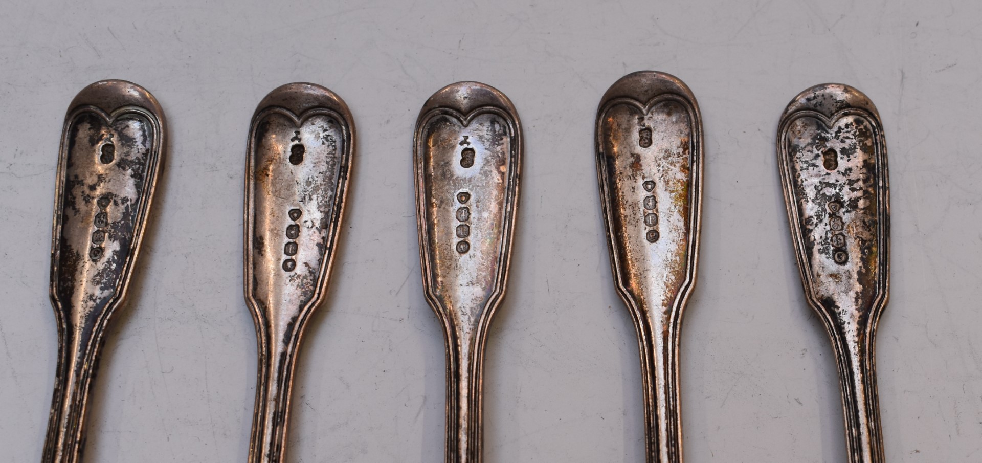 Hallmarked silver cutlery to include a set of six Victorian fiddle and thread pattern teaspoons, - Image 4 of 6