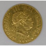 1818 George III gold half sovereign, shield reverse, EF