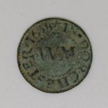 William Maycock 1658 Dorchester trade token with arms to centre of reverse