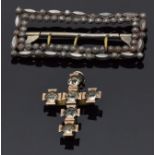 Georgian cross set with paste and a Victorian cut steel buckle