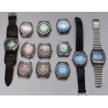 Twelve gentleman's wristwatches including Calverta Automatic, Genova, Asadko, Lubin etc, all with