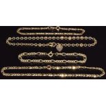 Four 9ct gold bracelets, 14.5g