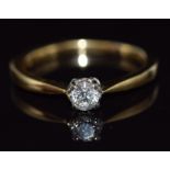 An 18ct gold ring set with a diamond of approximately 0.33ct, 3.6g, size Q