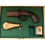 Unnamed six-shot double action bar hammer action pepperbox revolver with shaped wooden grips and 3